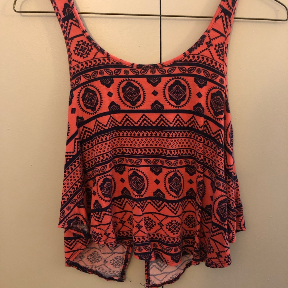 Coral Aztec print tank